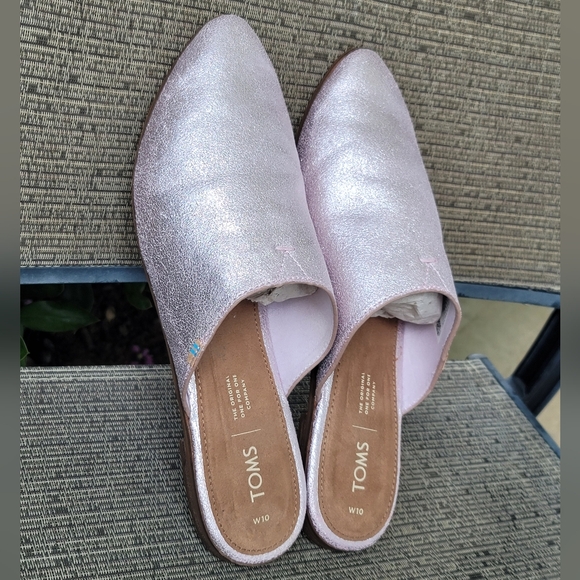 Toms Jutti Mule Metallic Leather Lavendar Mules, Size 10 - Picture 5 of 10